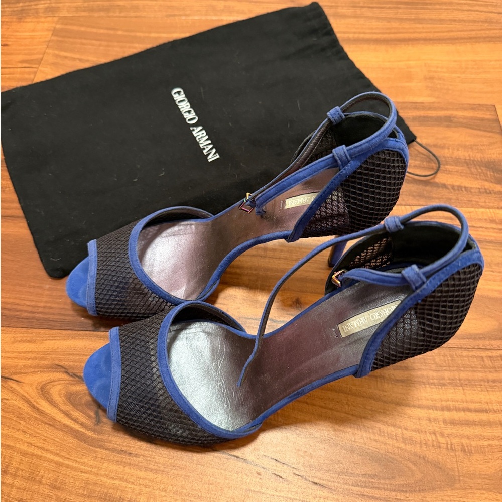 Giorgio Armani Women's Black and Blue Mesh Heels